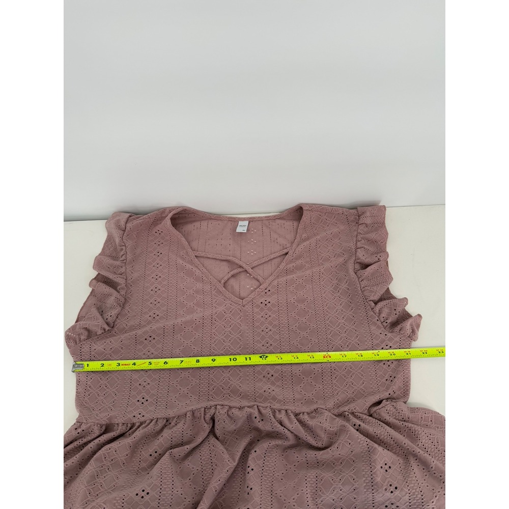 Brown Coco Sz 2XL Womens Dusty Rose Eyelet Flutter Sleeve Crisscross Dress‎ - Picture 5 of 10